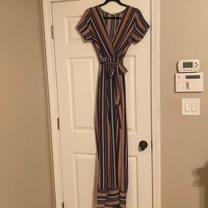 Navy and coral jumpsuit